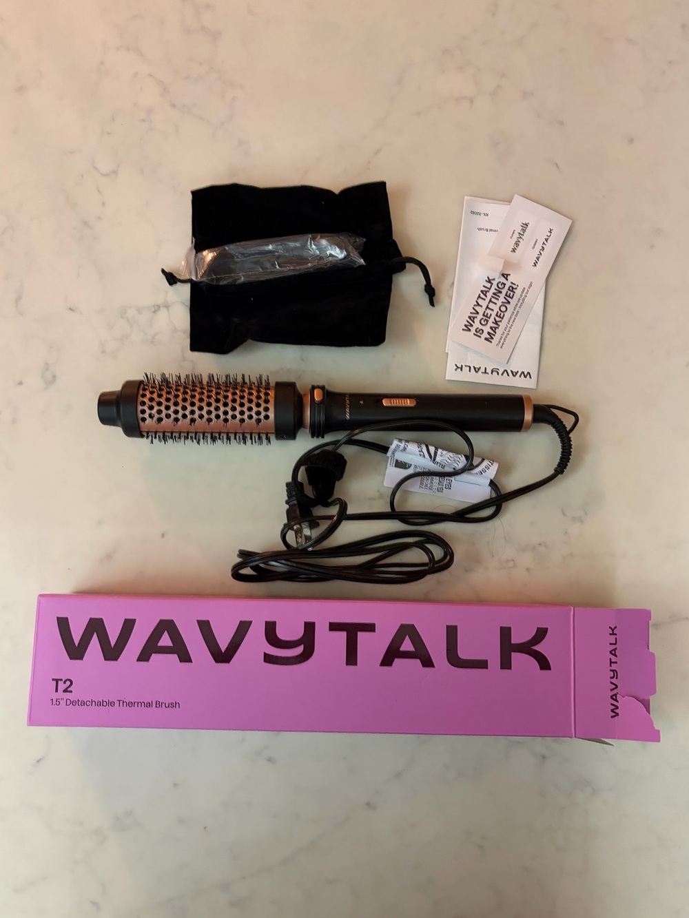 Wavytalk Thermal Brush 1.5" Detachable Heated Round Brush for Blowout Look